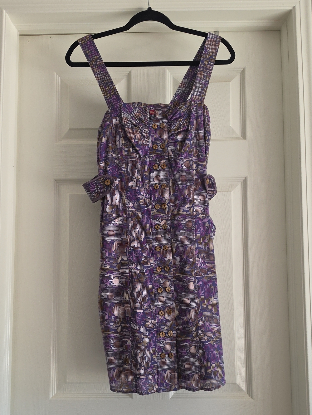Purple Printed Button-Front Sundress With Pockets!!!